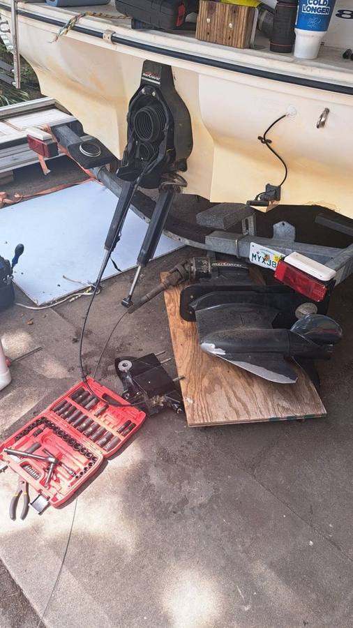 Sterndrive removed for bellows and gimbal service